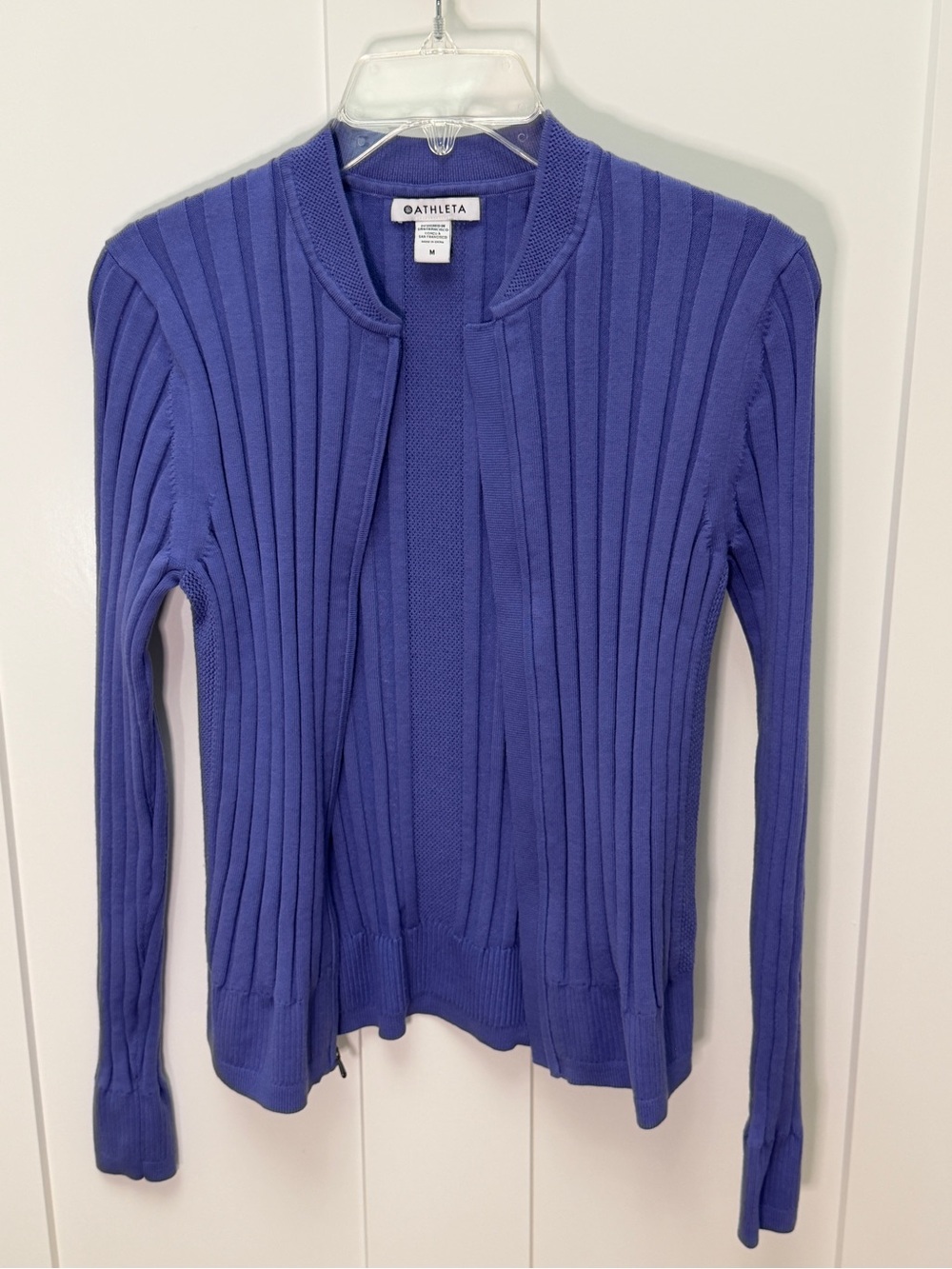 Athleta Ribbed Zip-Front Cardigan - Periwinkle Blue - Picture 3 of 9